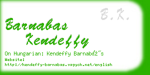 barnabas kendeffy business card